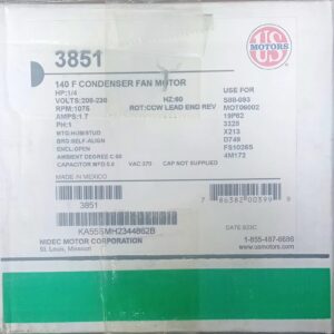 3851 EMERSON FAN MOTOR 1/4HP 1075RPM 1PH 220V FOR ZAMIL