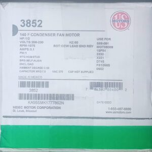 3852 EMERSON FAN MOTOR 1/2HP 1075RPM 220V